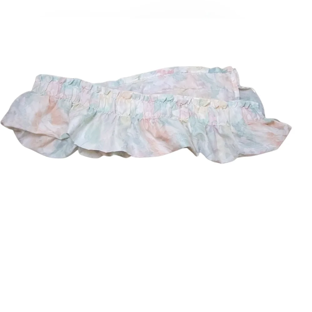 Pastel Tie-Dye Ruffled Window Valance Boho Curtain Accent